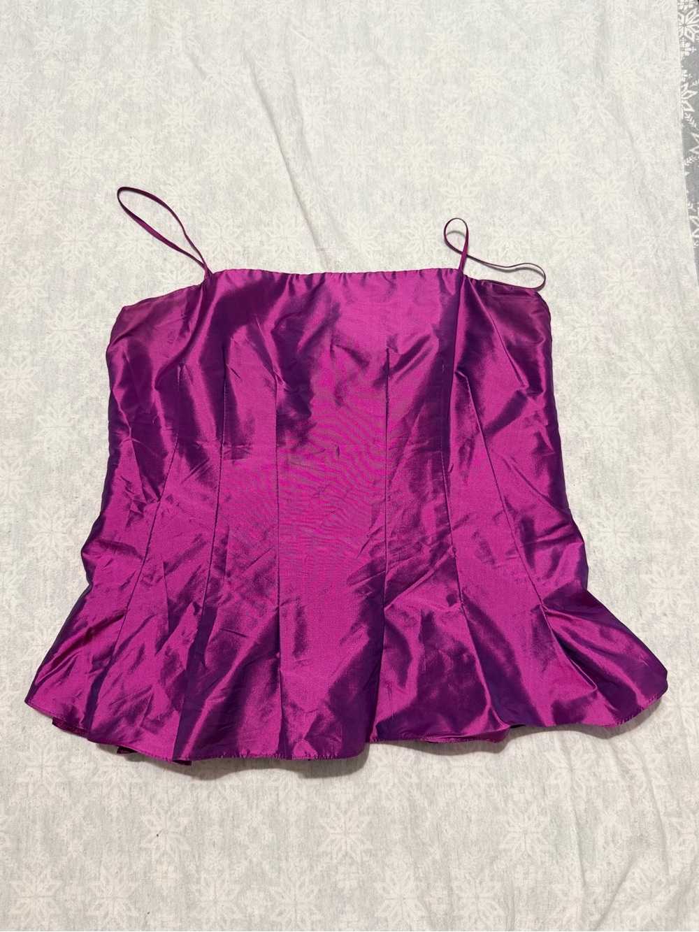 Vintage Y2K Flores & Flores Silk Corset Peplum Top Size 4 Purple Tie Back